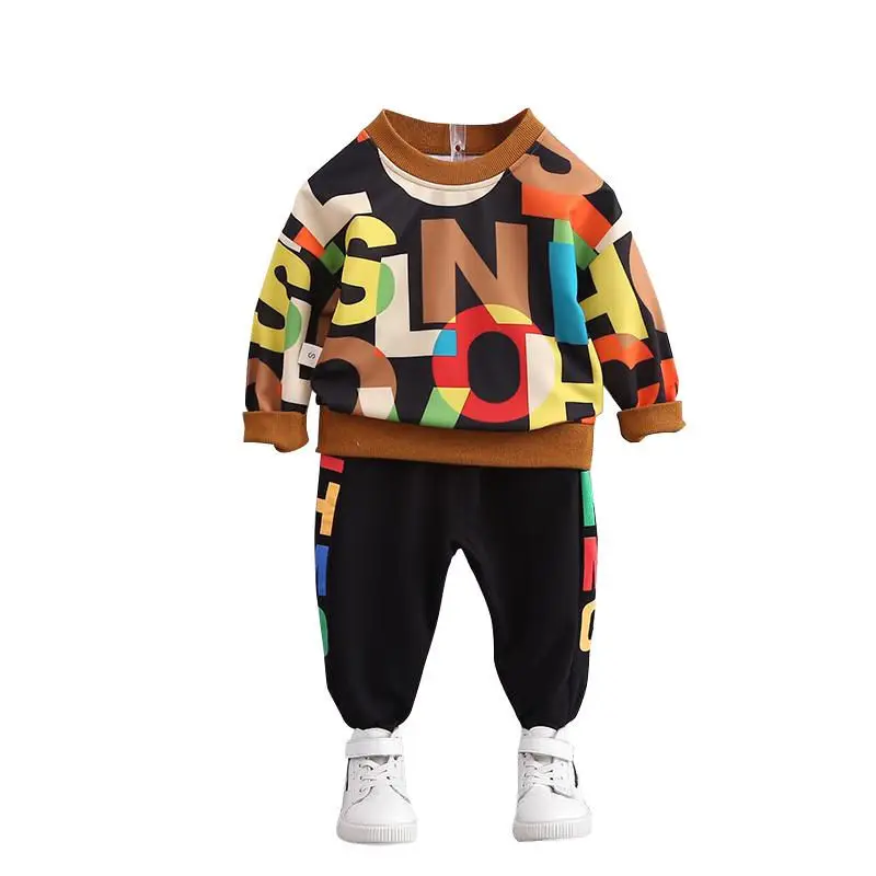 

New Spring Letter Children Clothes Suit Autumn Kids Boys Girls Fashion Print T Shirt Pants 2pcs Infant Baby Casual Sportswear