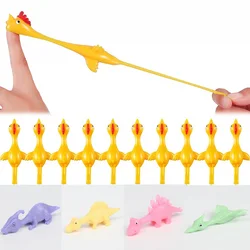 Catapulta lançamento turquia/dinossauro pop it mini divertido estilingue pintainho prática elástica voando dedo aves estresse reliever brinquedo mole
