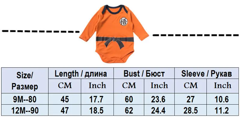 Детские комбинезоны «Жемчуг дракона»; Одежда для новорожденных мальчиков; комбинезон для малышей «Сон Гоку»; костюмы на Хэллоуин для маленьких мальчиков и девочек