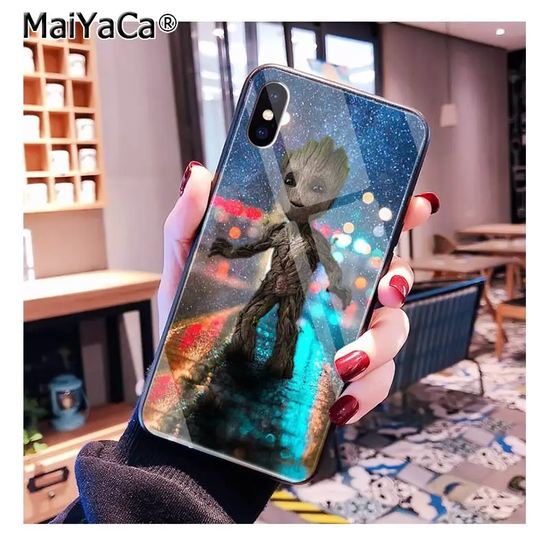 MaiYaCa Guardian Rocket енот Грут Treeman закаленное стекло чехол для телефона iphone 11 Pro 11 Pro XR XS MAX 8X7 6S 6 Plus