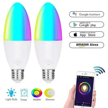 

6W Led Lights Decoration E14/E27 Smart WiFi Candle Bulb RGB Bulb Support Alexa/Google Home/IFTTT Smart Speaker Voice Control