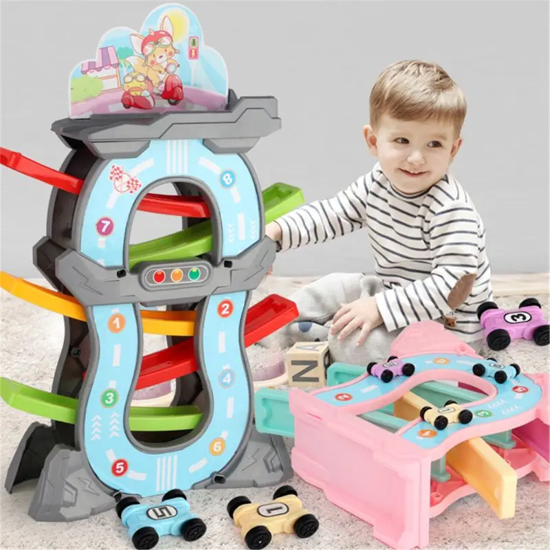 Игрушки для малышей, От 1 до 2 лет, подарки для мальчиков и девочек, гоночная дорожка, автомобиль, рампа, гонщик с 4 мини-автомобилями, игрушка
