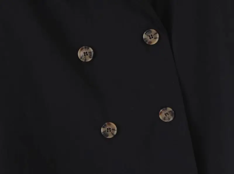 Двубортный черный Женский блейзер Модный Элегантный Повседневный корейский стиль свободный длинный рукав пальто блейзеры