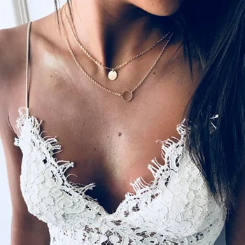 

2019 New jewelry necklace ladies multi-layer necklace sequined multi-layer pendant necklace Simple Match Trend Necklace Gifts