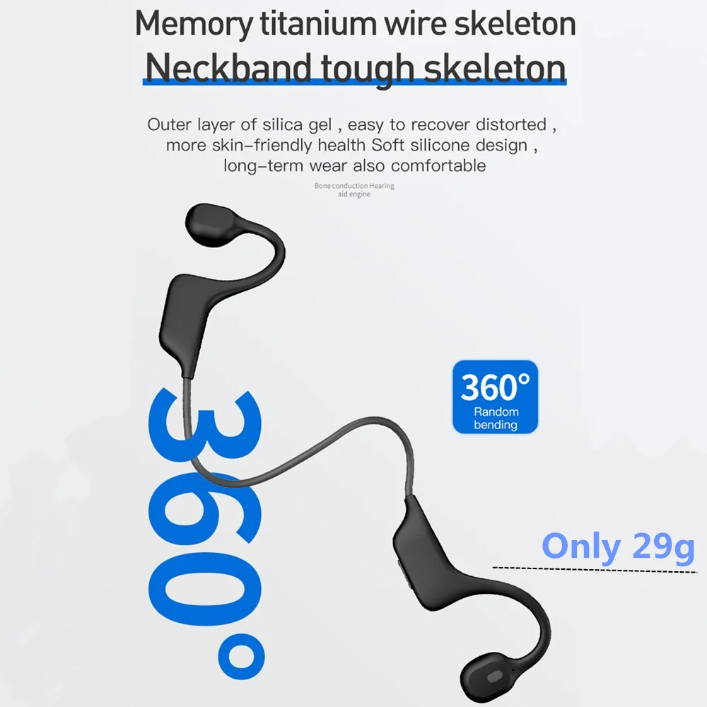 Fones de Ouvido Esportes sem Fio Fone de Ouvido Mãos-livres com Microfone para Correr Aikswe Condução Óssea Bluetooth Estéreo Ipx6 - Image 4