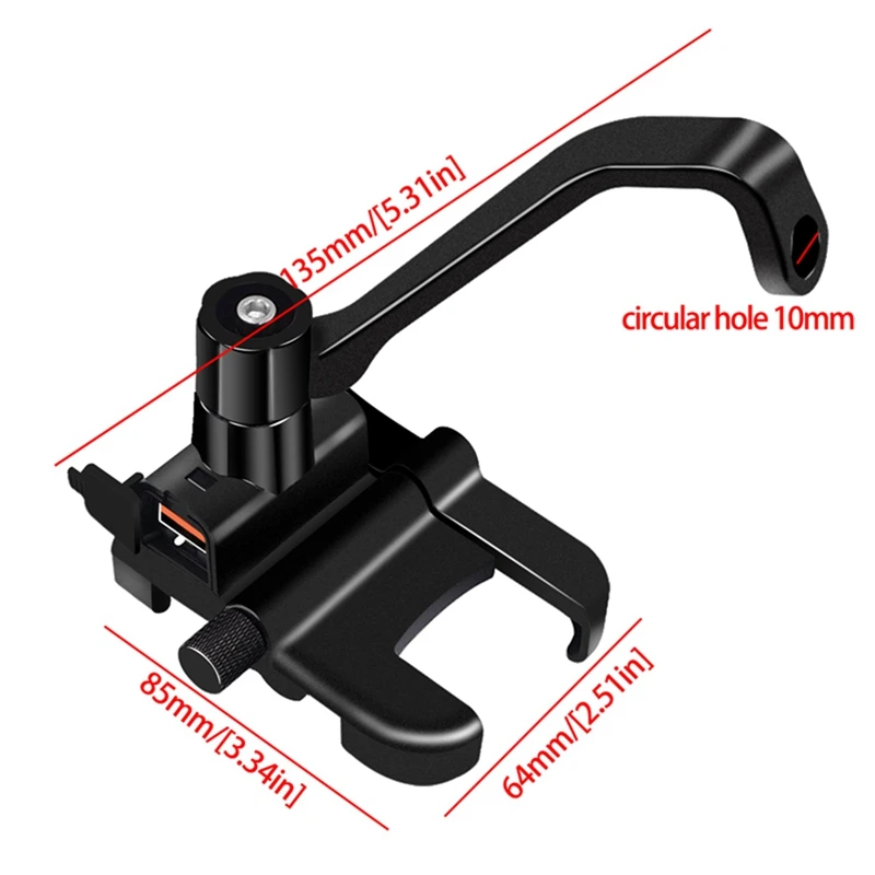 Универсальный алюминиевый держатель для телефона мотоцикла QC3.0 с быстрой зарядкой, кронштейн руля для телефона 4-6,2 дюйма, черный/серебристый