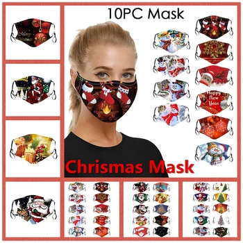 

10pc Christmas Mask Santa Claus cartoon Mouth Masks for Protection Face cover Washable Earloop design Adjustable Breathable new