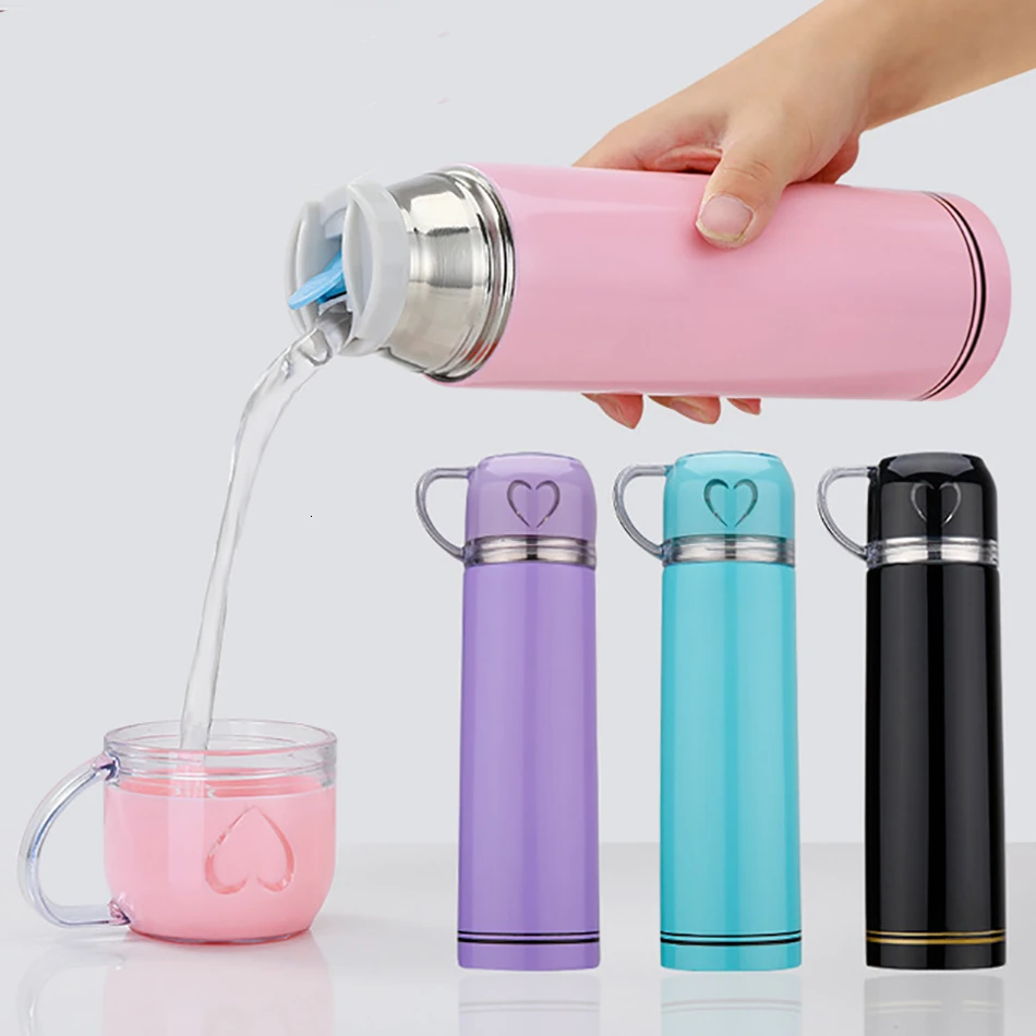 Stainless Steel Thermos Bottle For Water Solid Color Insulation Tumbler Thermal Cups Convenienton Cup Lid Vacuum Flasks | Дом и сад