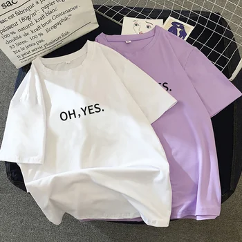 

Femme Tops Letters Print Short Sleeve Summer Fashion New Women T-shirt O-Neck Cotton Women Tops Casual Loose T-shirt