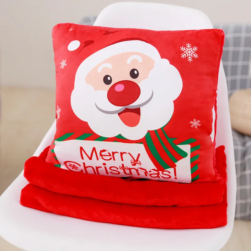 

[Carnival Christmas] Three-in-One Christmas Hand Pillow Blanket Home Car Mounted Office Applicable Logo