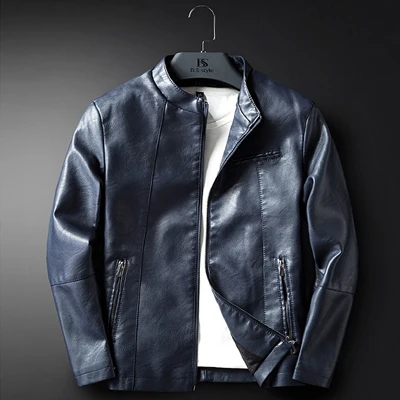Кожаная куртка, мужские пальто, M-3XL, высокое качество, искусственная кожа, верхняя одежда для мужчин, бизнес, осень, мужская куртка 603 - Цвет: Dark Blue
