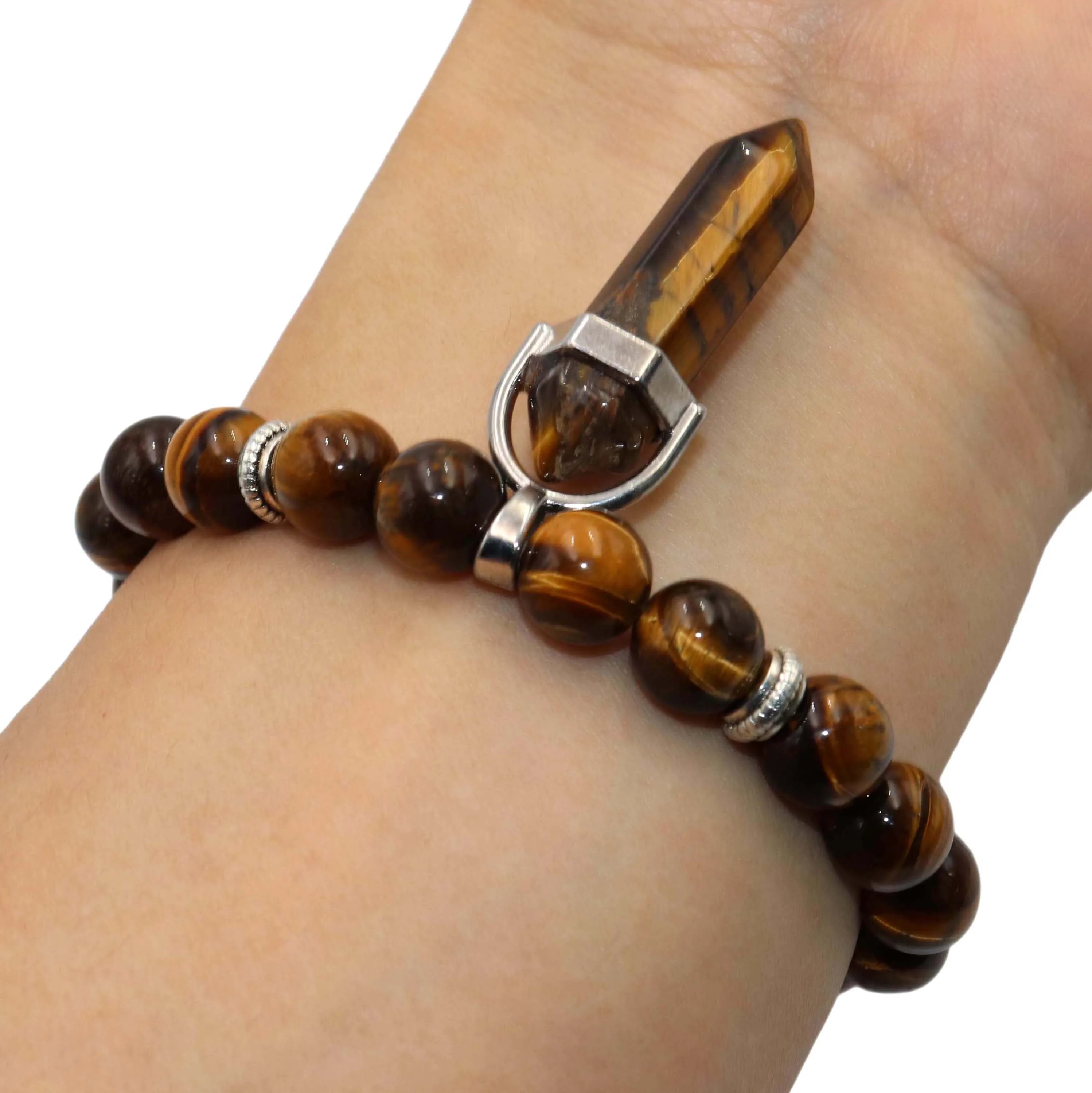 Natural stone Hexagonal Column Bracelet Men Women Lapis Lazuli Agates Tiger Eye Cat eye Stone Beads Yoga Jewelry | Украшения и