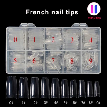 

500pcs Professional Acrylic Nail Tips Artificial Transparent False Tips Full Cover Nail Tips Beauty Manicure False Nail Tips