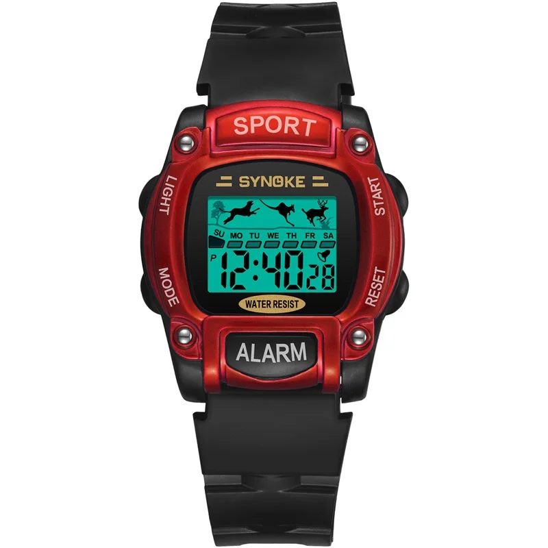 SYNOKE спортивные детские цифровые часы серебристого и черного цвета, светодиодные электронные часы с хронографом и будильником