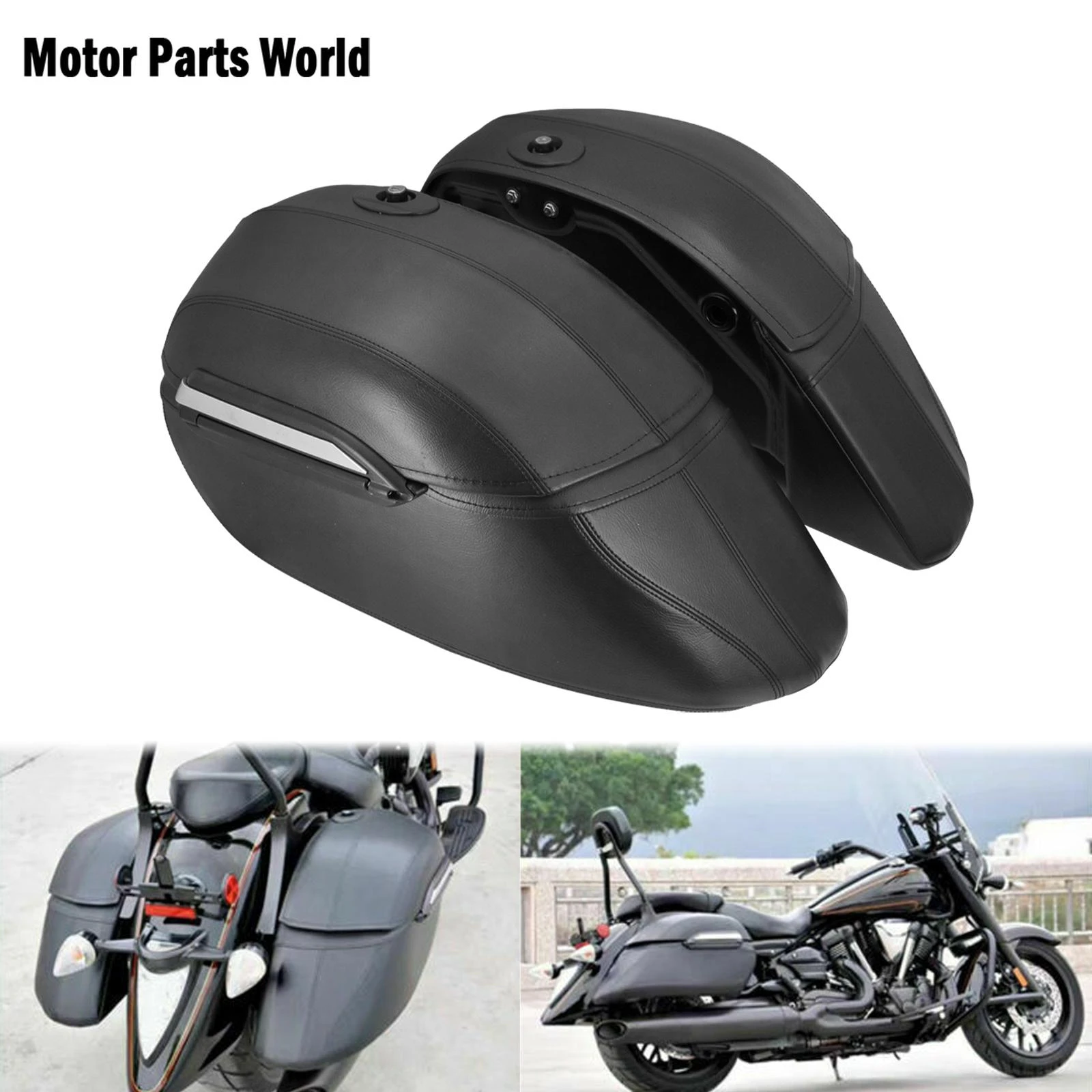 Universal Motorcycle Classic Hard Bags Saddlebags & Heavy Duty Mounting