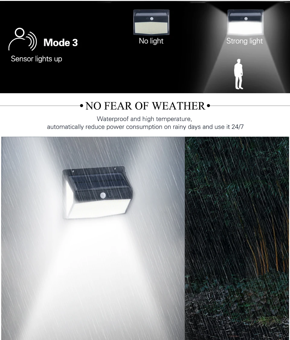 bright solar lights LED Solar Lamp IP65 Waterproof Outdoor Light 3 Modes Adjustable LED Wireless Garden Light Human Sensor Automatically Turn on/off solar garden lights decorative