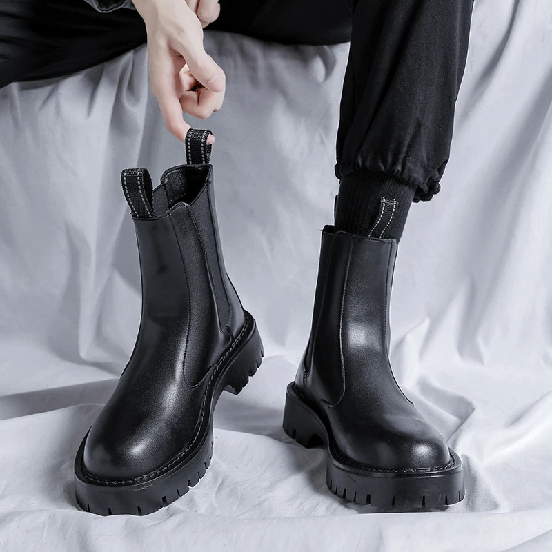 Britse Stijl Mannen Chelsea Laarzen Hoge Heren Mid Kalf Boot Herfst Winter  Mannen Mode Laarzen|Chelsea Laarsen| - AliExpress