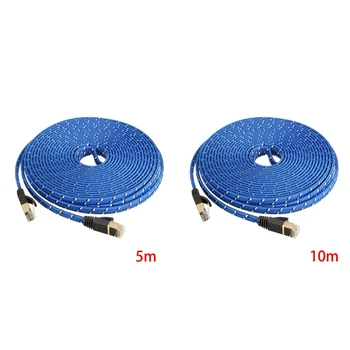 

2 Pcs RJ45 CAT 7 CAT7 Ethernet Internet LAN Patch Network Flat Cable Cord, 5M & 10M