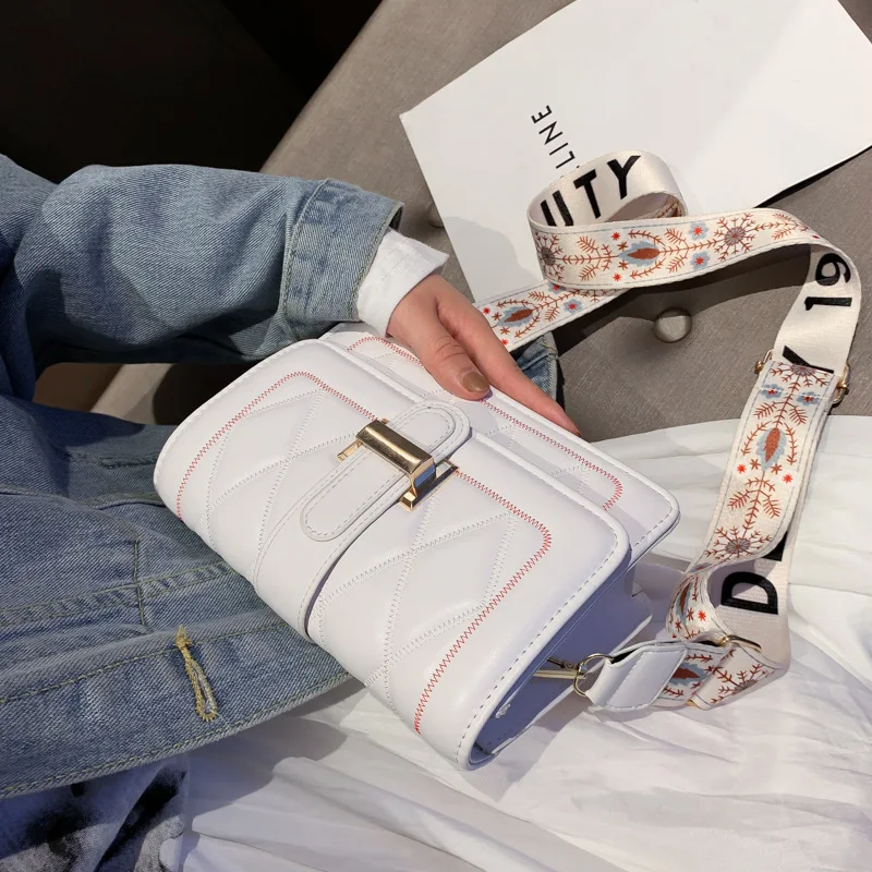 

Factory Price Bag WOMEN'S Bag 2019 New Style Fashion Korean-style Versatile Shoulder Bag Wide-Strap Fashion Small Square Bag