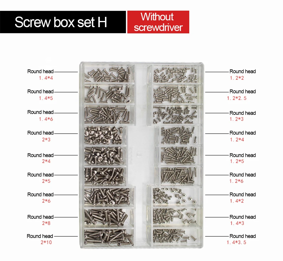 Assortiment de 100 vis pour montres chromées et dorées | Laval Europe