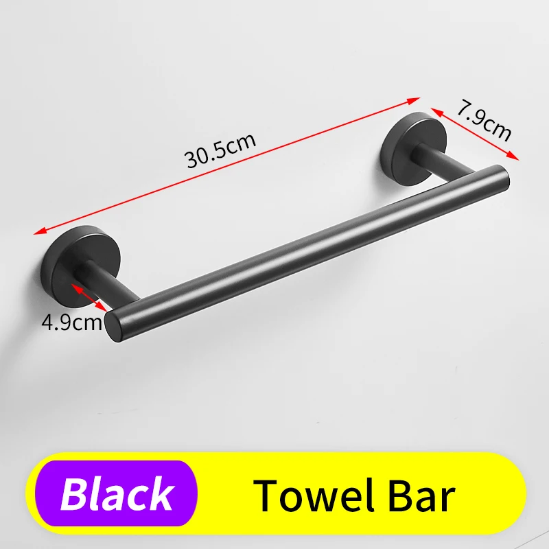 Держатель для полотенец из черной нержавеющей стали, держатель для полотенец, настенный держатель для кухонных полотенец, золотые аксессуары для ванной комнаты - Цвет: Black