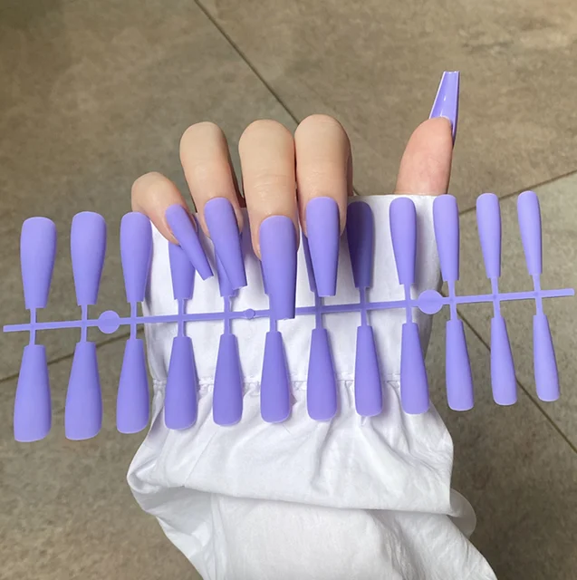 Solid Color Matte Super Long Coffin False Nail Ballet Press on Nails Tips for Nails Art Artificial Fingernails Fake TJP1170-Y22