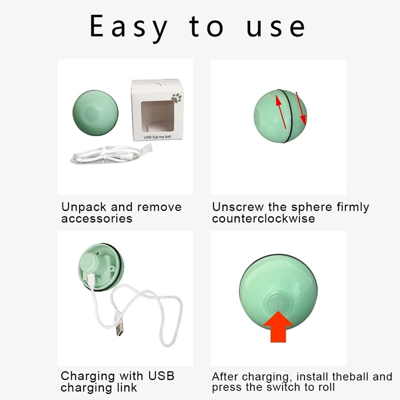 Игрушка для кошек, мяч, USB, перезаряжаемый, 360 градусов, умный, самокатающийся, Интерактивная игрушка для домашних животных, встроенный спиннинг, светодиодный светильник для кошек, погоня, игра
