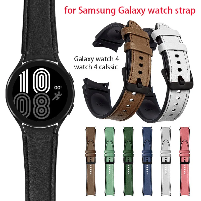 New Band for Samsung Watch 4 44mm Leather Strap Calssic 42mm 46mm 40mm Bracelet Sport Wristband Accessories | Наручные часы