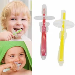 Mordedor de silicona suave para bebé, cepillo de dientes de entrenamiento de masaje transparente, seguro y encantador, 1 unidad