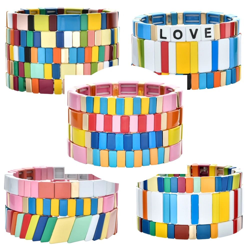 

Hot Sale New Stacking Enamel Colour Unisex Bracelets Colorful Fashion Bangles for Men Copper Alloy Sport Bracelet Femme 2019