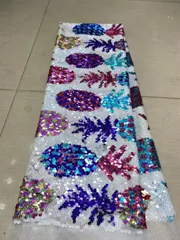 

Beautiful flowers colorful sequins craft embroidery evening dress fabric French mesh African sequins lace fabric evening dress
