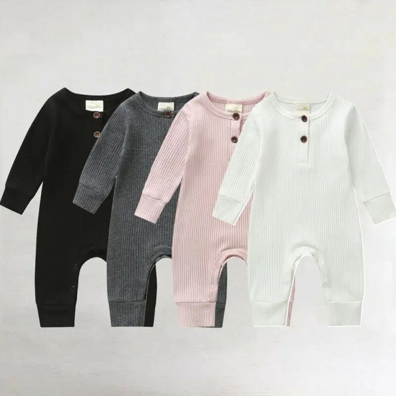 

Baby Romper 2019 Newborn Baby Boy Girl Clothes Long Sleeve Solid knitting Romper Jumpsuit Outfit Set