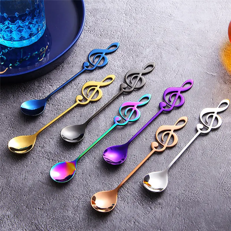 2pcs/lot Creative Music Note Stirring Coffee Spoon Stainless Steel