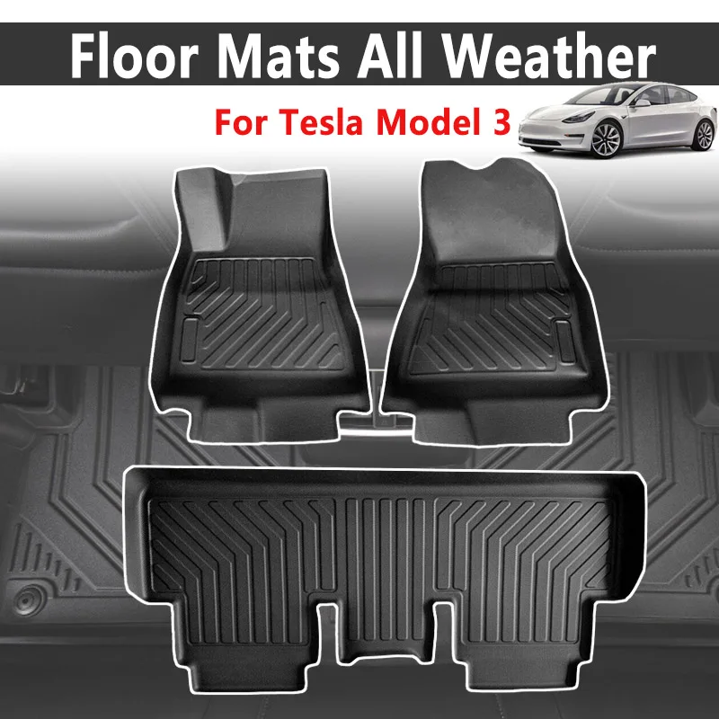 For Tesla Model 3 TPO Front Rear All Weather Car Floor mat Carpet Cover