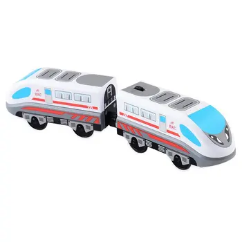 

Kids Electric Train Toys Magnetic Slot Diecast Electric Railway with Two Carriages Train Wood Toy it For Standard Train Railway