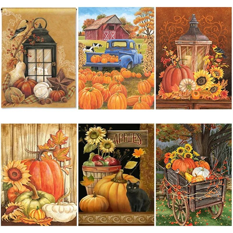 

DIY 5D Diamond Painting Cat Halloween Diamond Art Embroidery Pumpkin Cross Stitch Full Round/Square Drill Manual Gift Home Decor