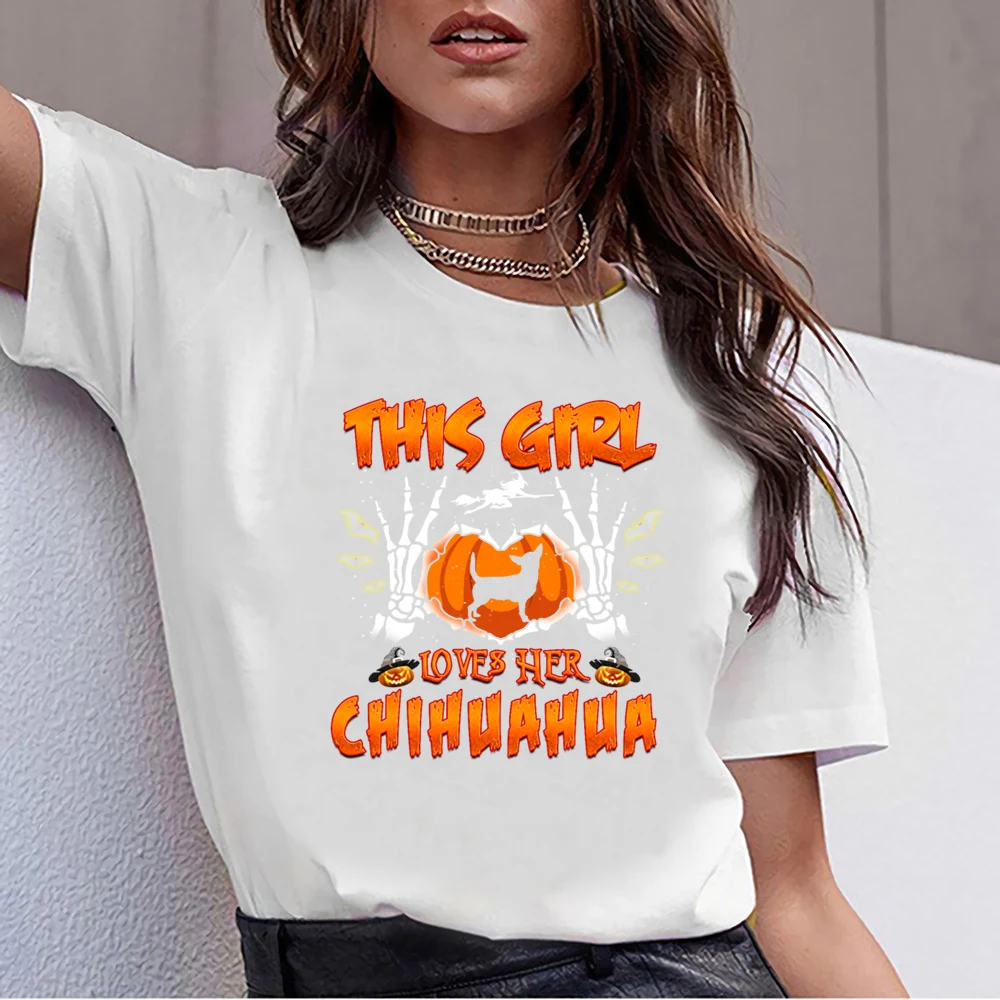 Tops T Shirt Women this girl loves her chihuahua halloween heather