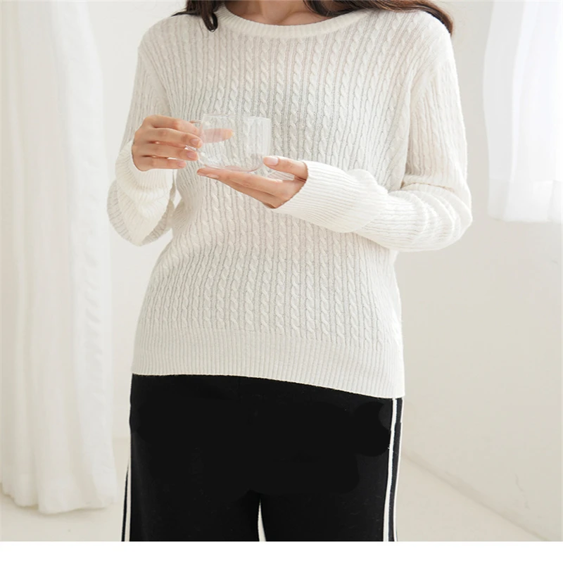 Women Sweater 2019 Autumn New Fashion Comfortable Set Long-sleeved Sweater Women's Solid Color Simple Round Neck Sweater Women