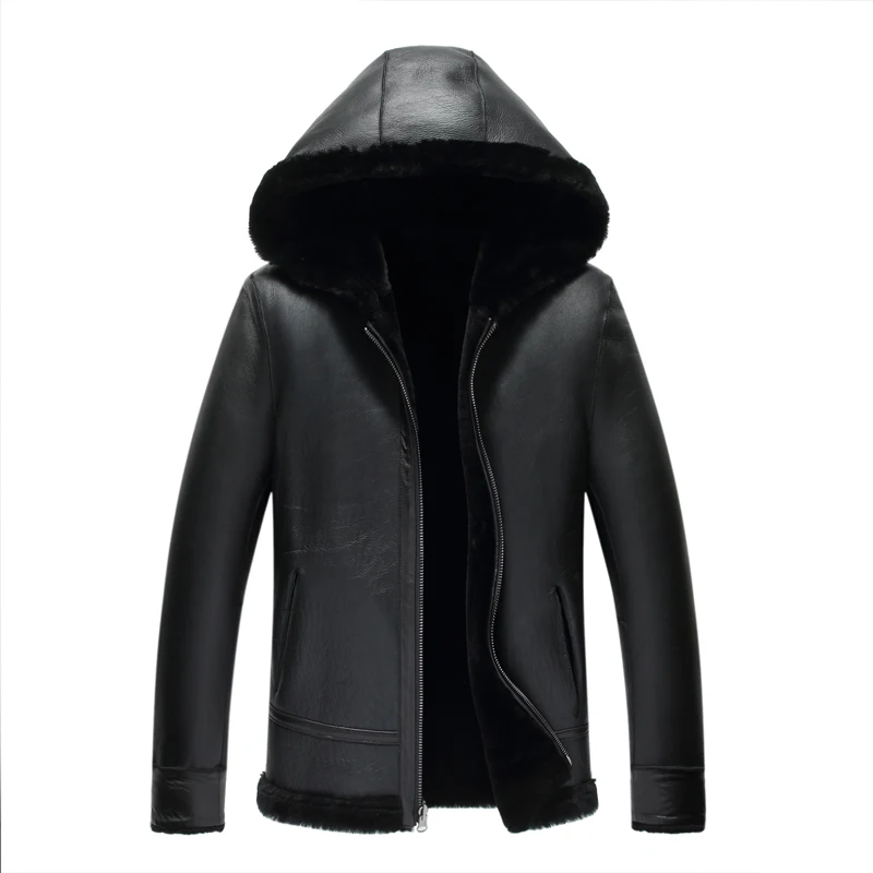 Шерстяное пальто, Мужское пальто, теплое шерстяное пальто с капюшоном - Цвет: Черный