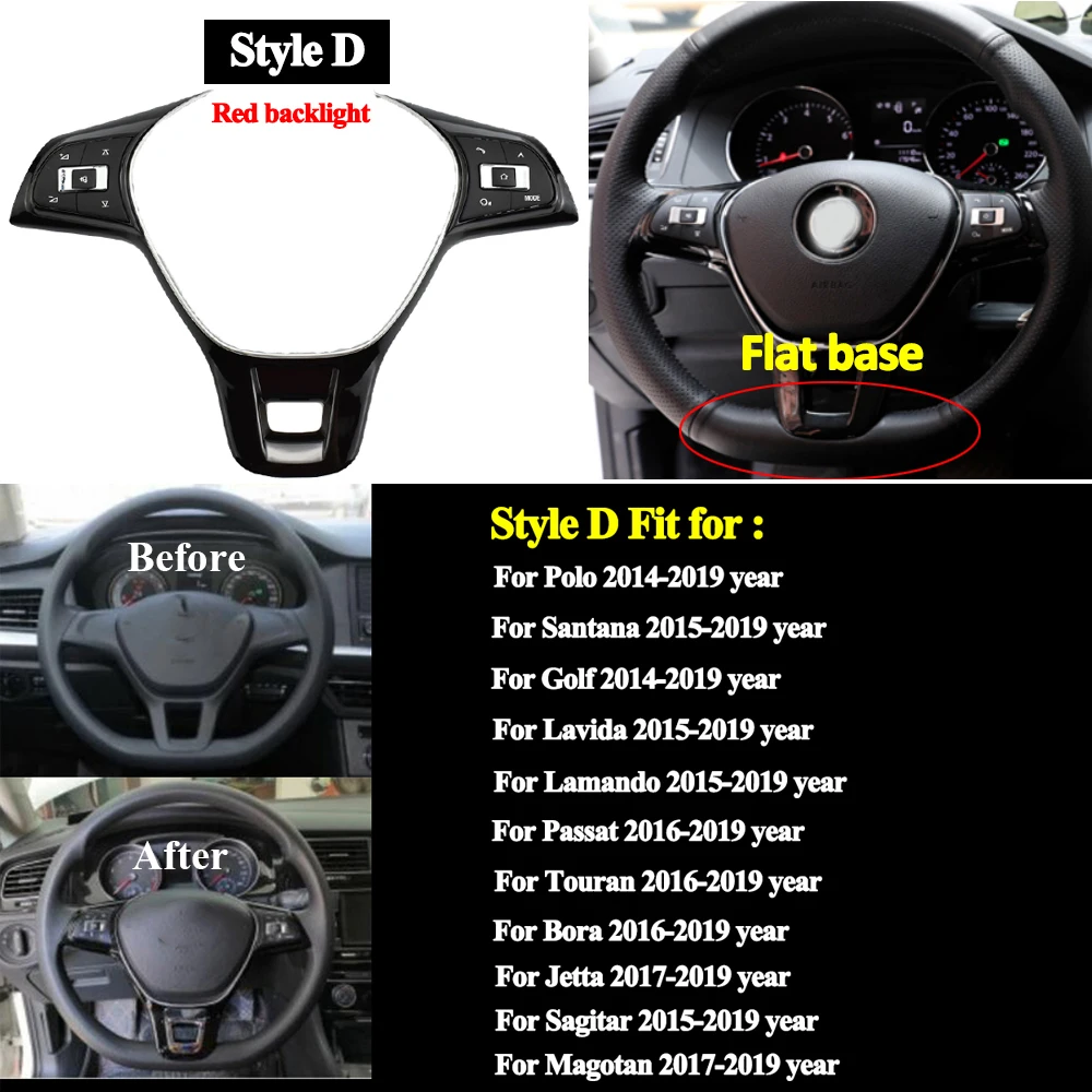 Steering Wheel Trim Cover Multifunction Steering Wheel Control Button Switch For VW
