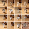 2022 Wholesale Vintage 925 Sterling Silver Flower Fish Heart Crown Cat Leaves Open Rings For Women Jewelry ► Photo 1/6