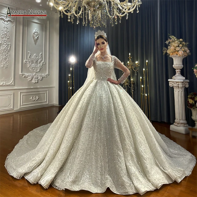 Elegant Off Shoulder Wedding Dress Long Sleeves Sequined Mermaid Bride  Dresses for Women 2023 Free Shipping Country Bridal Gown - AliExpress