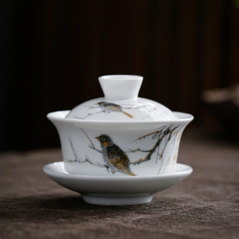 B Style Gaiwan Фарфор Керамика 120 мл чай соусница для тарелки набор крышек мастер пиалы для чая чаши посуда для чая Посуда для напитков контейнер ремесла в качестве подарков - Цвет: B Style