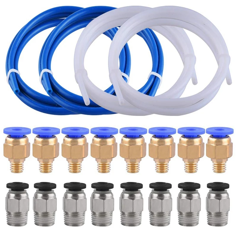 4 шт. тефлоновая трубка Ptfe(1 метр) с 8 Pc4-M6 фитингами и 8 Pc4-M10 прямой пневматический Ptfe пробки