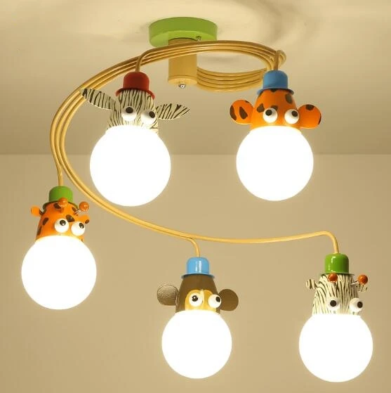 Мультфильм Led Детская люстра освещение для детской комнаты ткань абажур Люстра для мальчиков Спальня блеск для девочек Lustresa