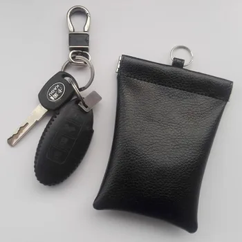 

New leather car key wallet RFID shield scanning RFID shield signal to prevent radiation key bag