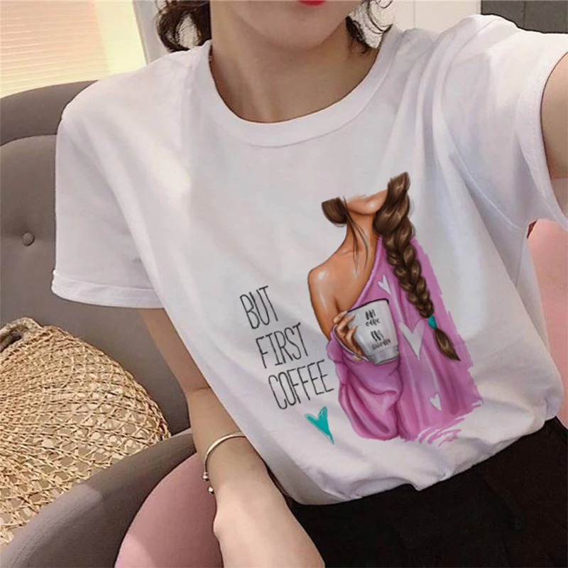 Женская одежда 2019 летняя футболка But First Coffee Harajuku уличная с буквенным принтом для