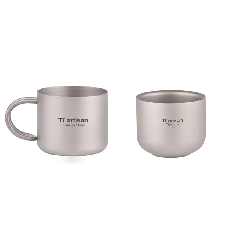 

110/125ml Titanium Water Cup Heat Resistant Mini Tea Drink Cups Healthy Drink Mug Coffee Cups Camping Picnic Drinkware Tiartisan