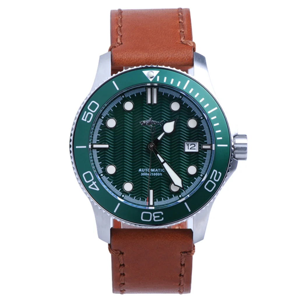 Heimdallr Men Dive Watch Luxury Mens Orologi Automatici Orologio Da Polso Meccanico 300M Cinturino In Pelle Zaffiro Luminoso Impermeabile