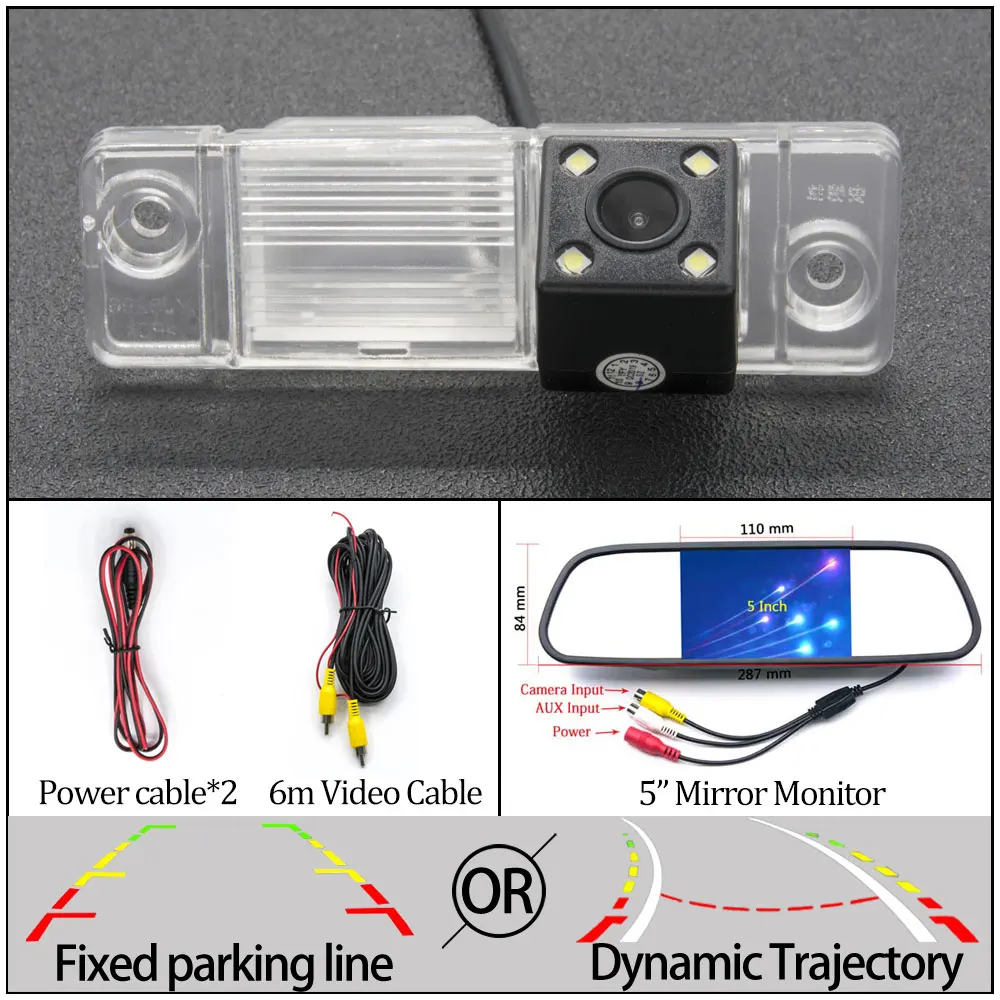 Фиксированный или динамическая траектория заднего вида Камера для Opel Antara 2007 2008 2009 2010 2011 2012 2013 автомобильный парковочный монитор - Название цвета: 4LED N 5 inch Mirror